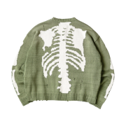 Kapital 5G Cotton Knit Bone Crewneck Sweater Khaki