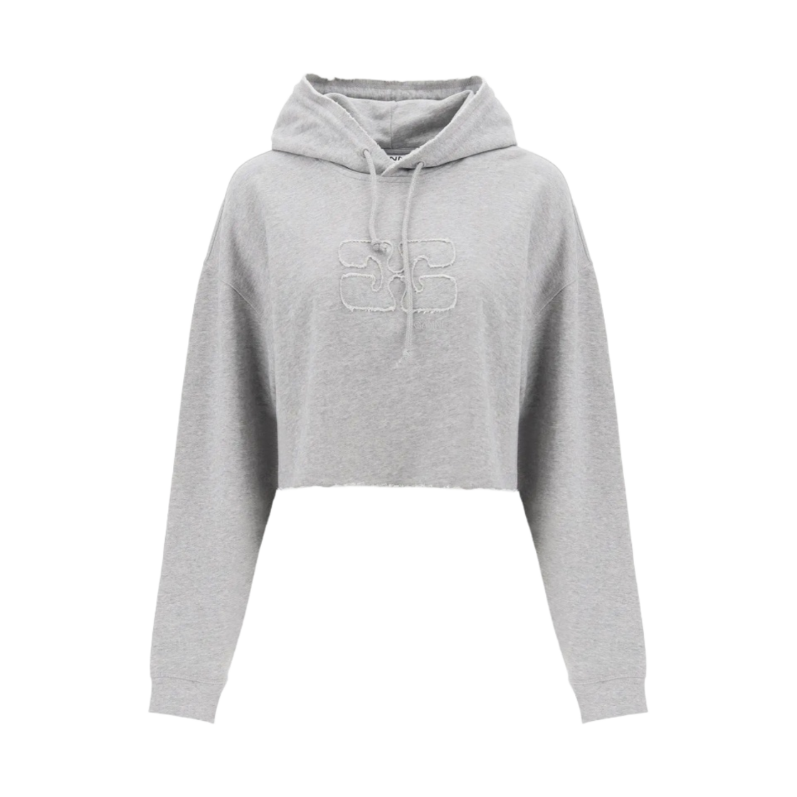 (W) 가니 이솔리 크롭 오버사이즈 후드 팔로마 멜란지((W) Ganni Isoli Cropped Oversized Hoodie Paloma Melange)