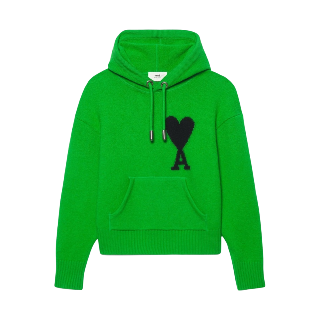 아미 빅 하트 로고 오버사이즈 인타르시아 후드 그린 블랙(AMI de Coeur Oversize Intarsia Hoodie Green Black) - 1
