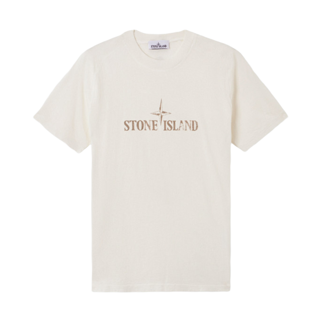 K1S1521000-20S0081-V0093 Stone Island 2100020 Organic Cotton Jersey Slim-Fit T-Shirt with Institutional Two Print Ivory - 25SS