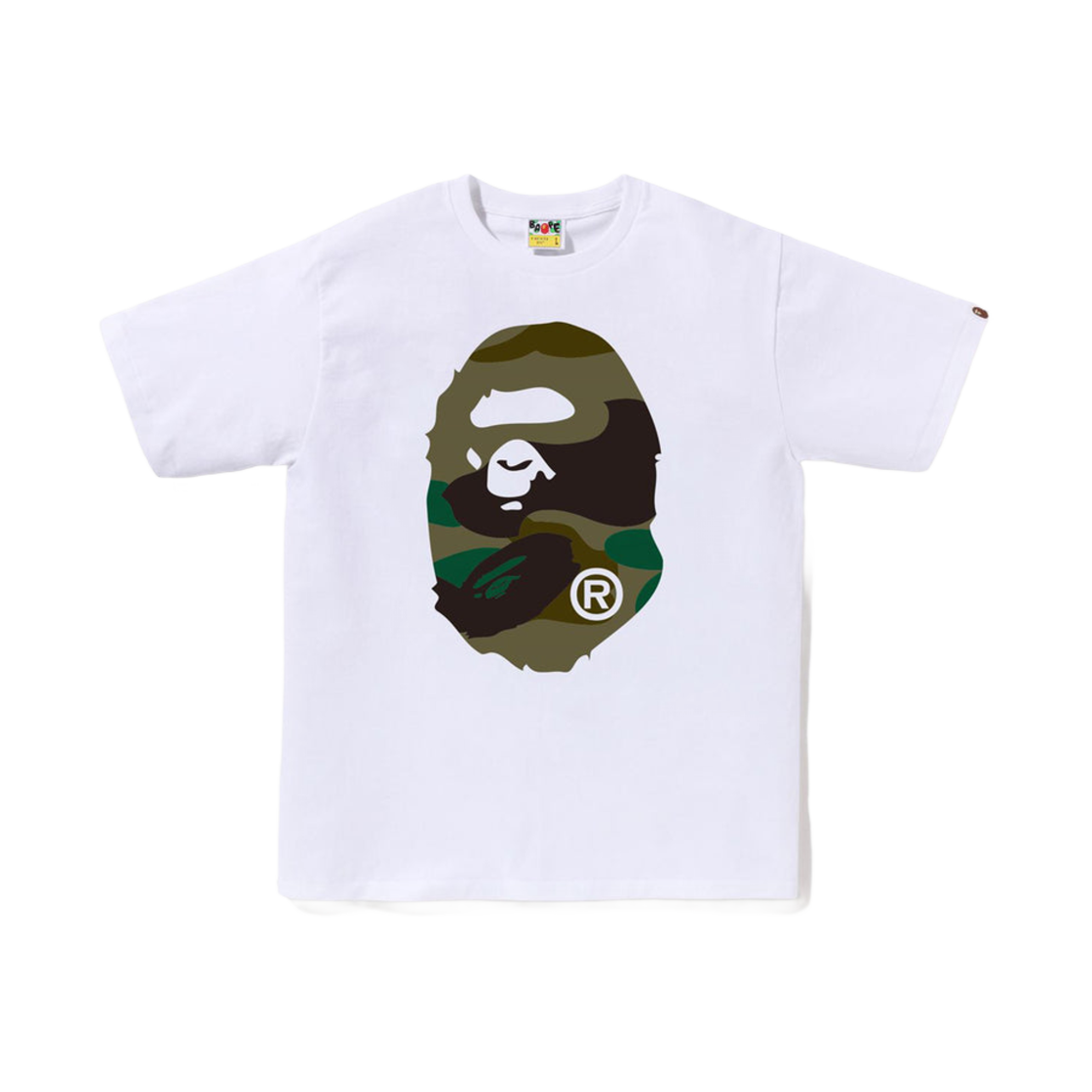 베이프 자이언트 퍼스트 카모 빅 에이프 헤드 티셔츠 화이트 그린(BAPE Giant 1st Camo Big Ape Head T-Shirt White Green)