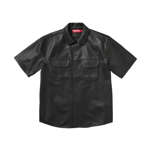 Supreme Leather S/S Work Shirt Black - 23FW