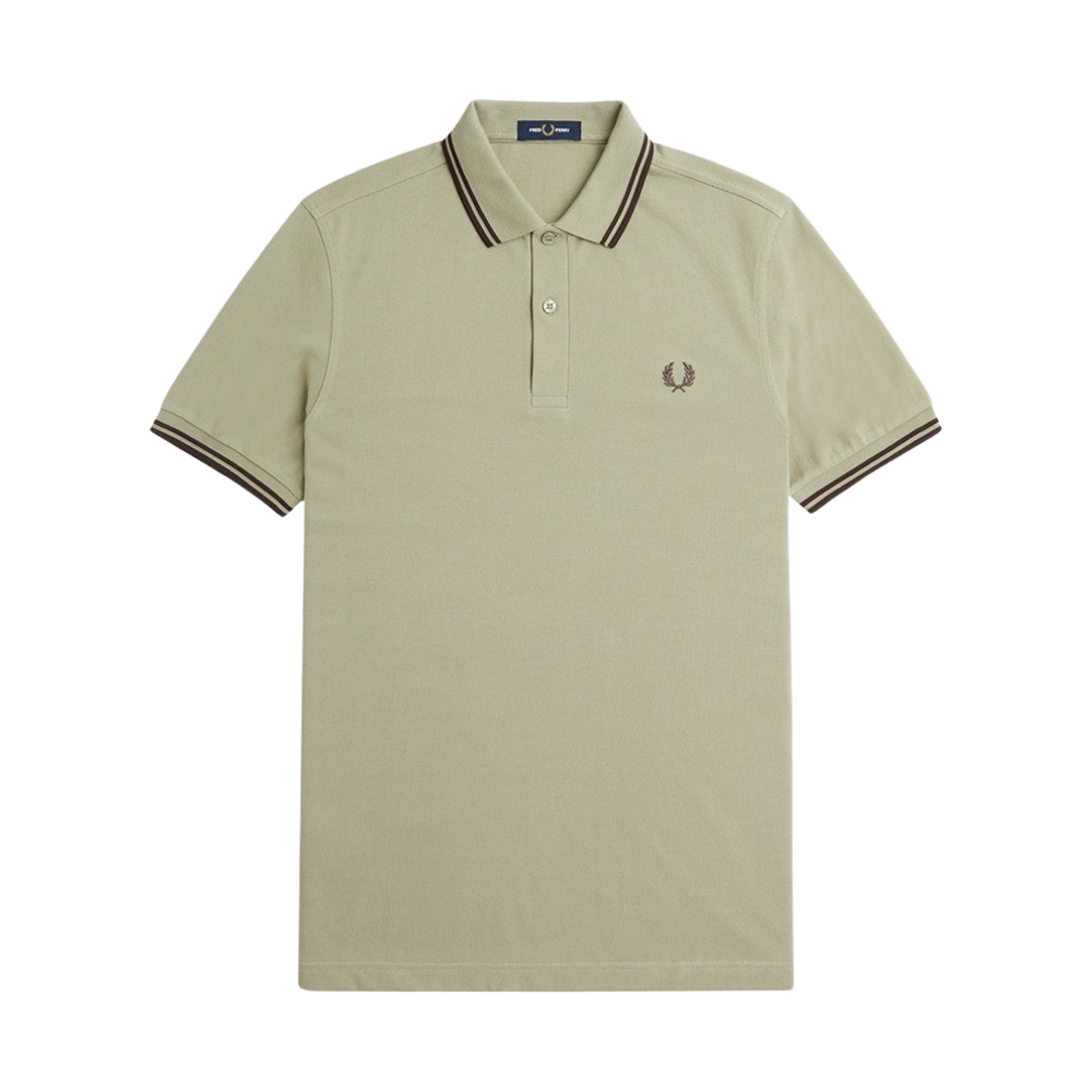 AFPM2413600-U84 Fred Perry M3600 Twin Tipped Fred Perry Shirt Warm Grey/Carrington Road Brick