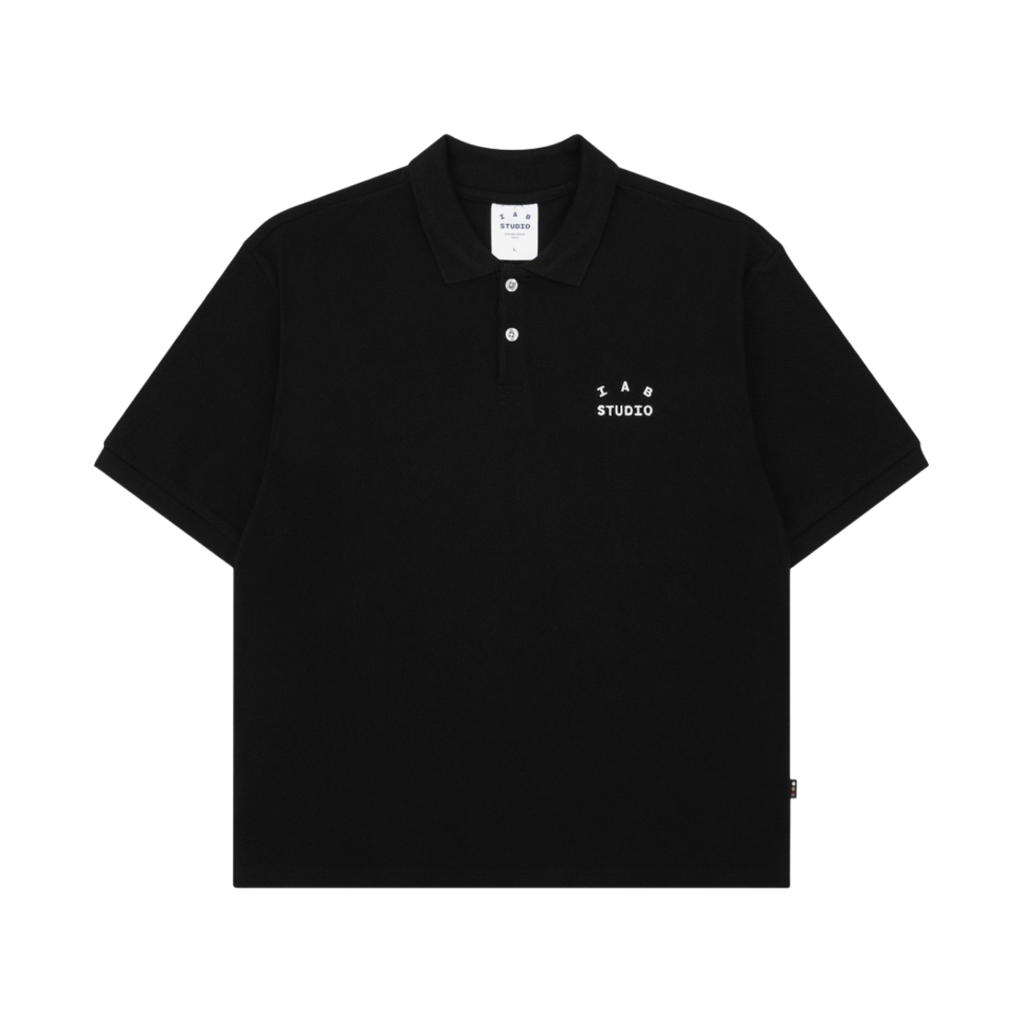 아이앱 스튜디오 크롭 피케 셔츠 블랙 - 더현대 서울 한정(IAB Studio Cropped Pique Shirt Black - The Hyundai Seoul Exclusive)