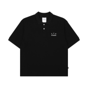 IAB Studio Cropped Pique Shirt Black - The Hyundai Seoul Exclusive