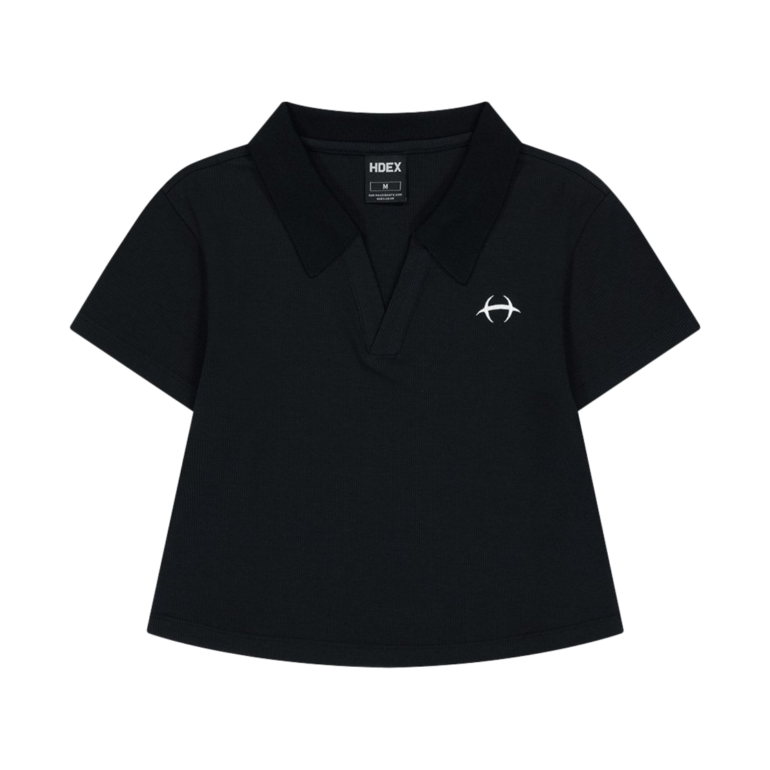 H252WLCTS530BK HDEX Womens Open Pique Crop Short Sleeve Black