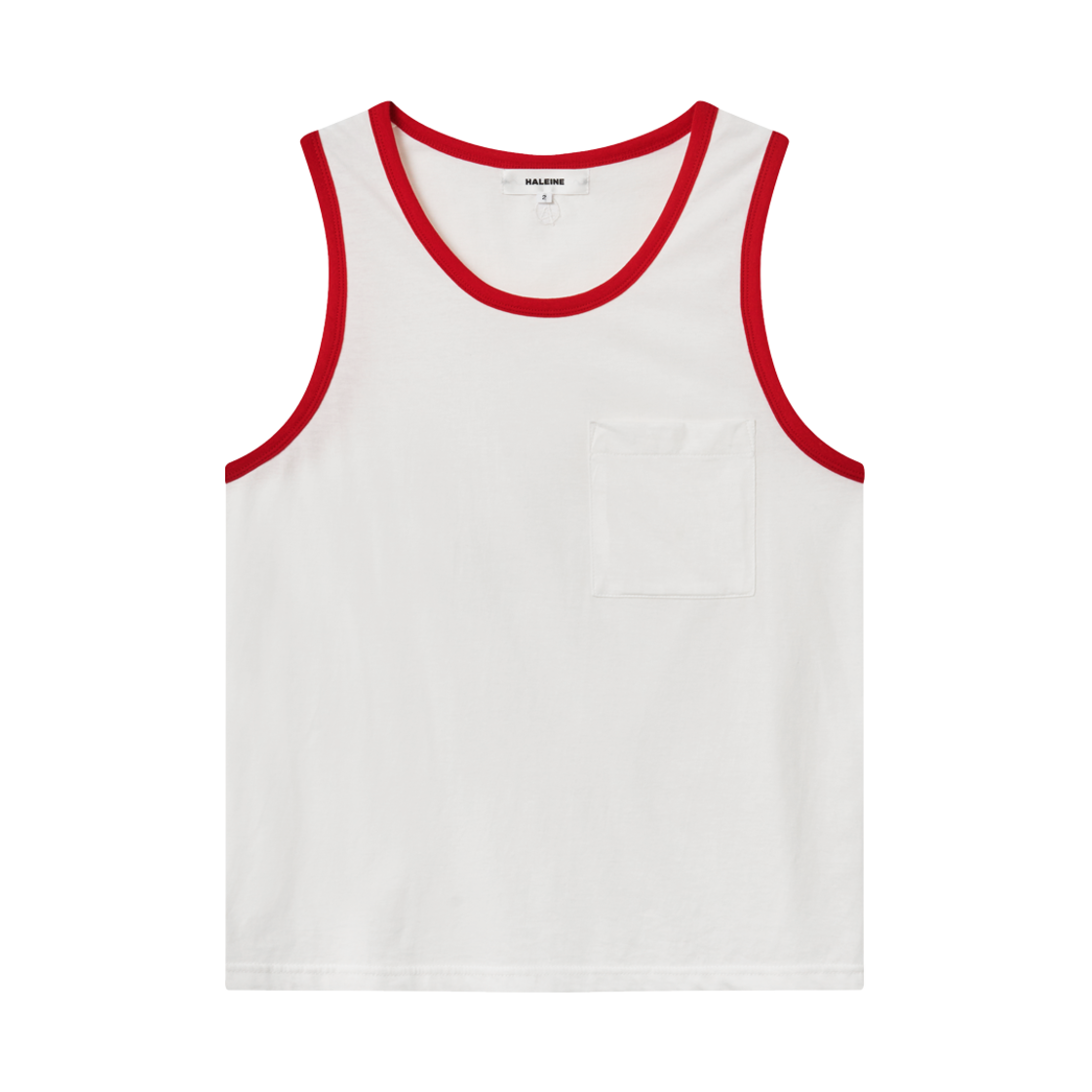 WT222 Haleine Contrast Ringer Sleeveless Top Offwhite/Red