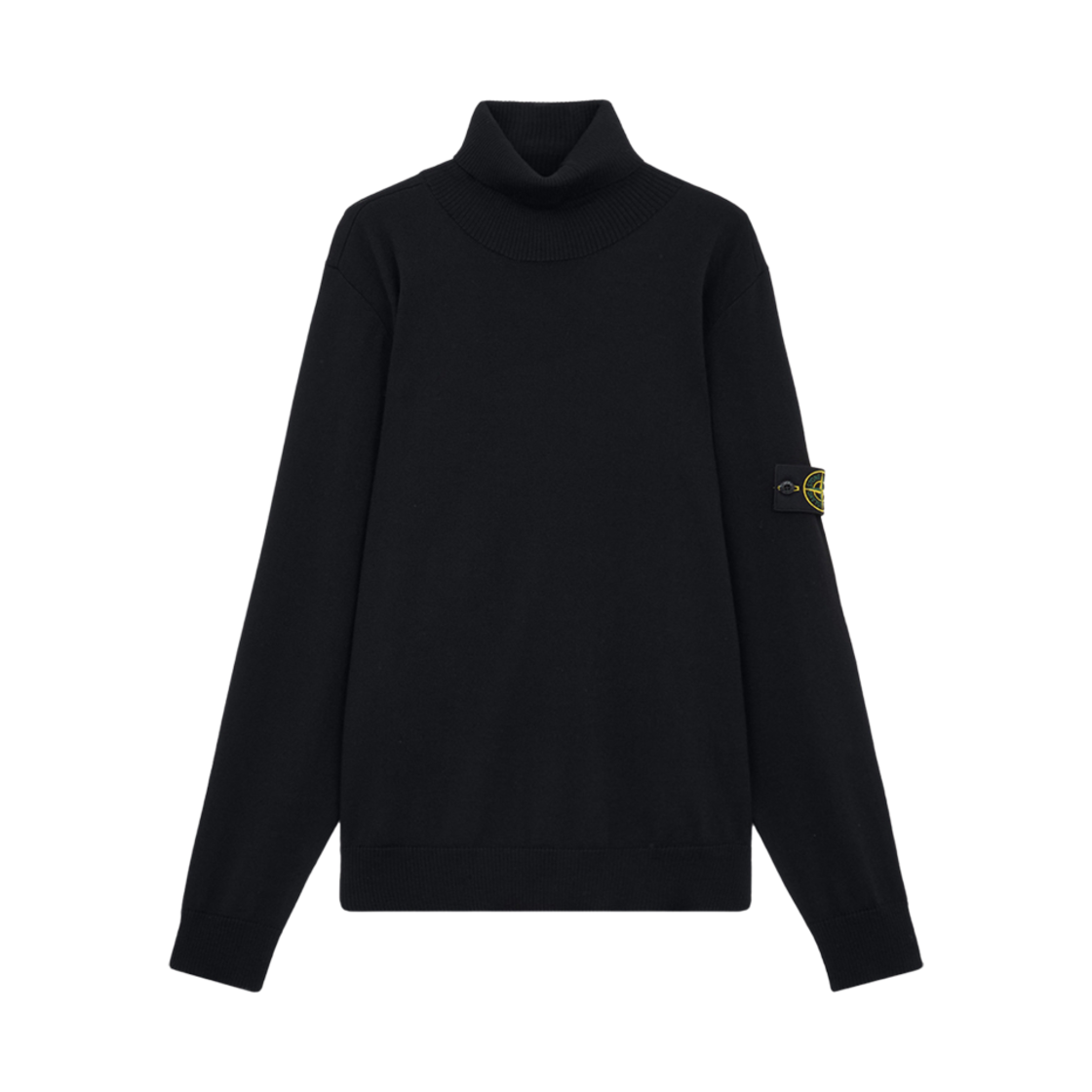 8115525C4-A0029 Stone Island 525C4 Light Pure RWS Wool Turtleneck Sweater with Ribbed Details Black - 24FW
