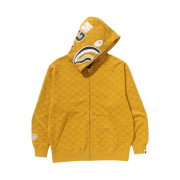 BAPE College Monogram Relaxed Fit Shark Full Zip Hoodie Yellow