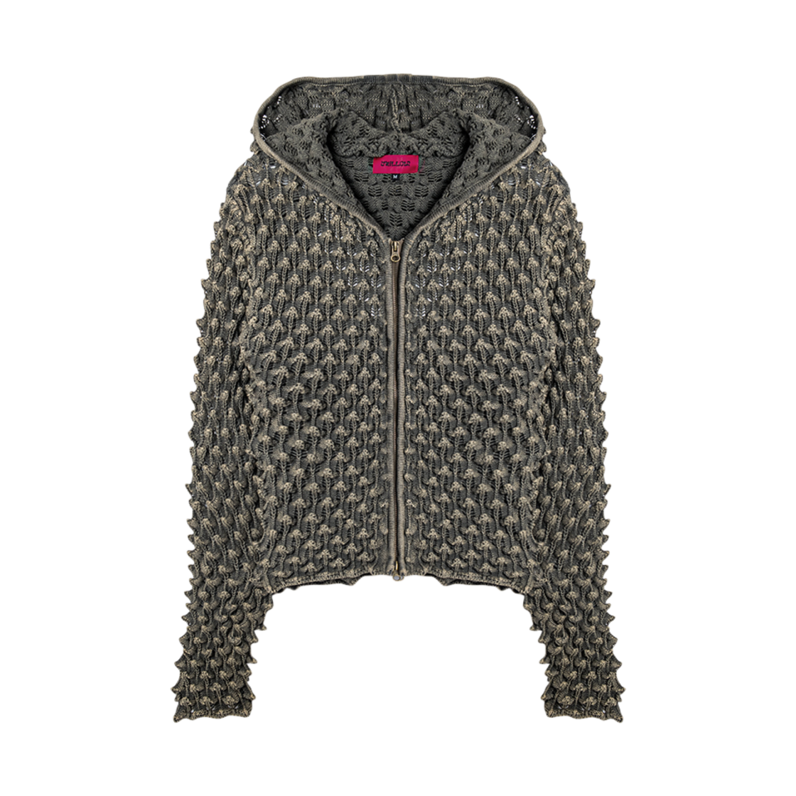 멜로우 로마네스코 니트 집업 카키(MELLOW Romanesco Knit Zip-Up Khaki)