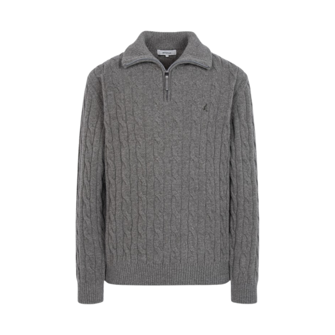 빈폴 케이블 하프 집업 니트 그레이(Beanpole Cable Half Zip Up Knit Gray)