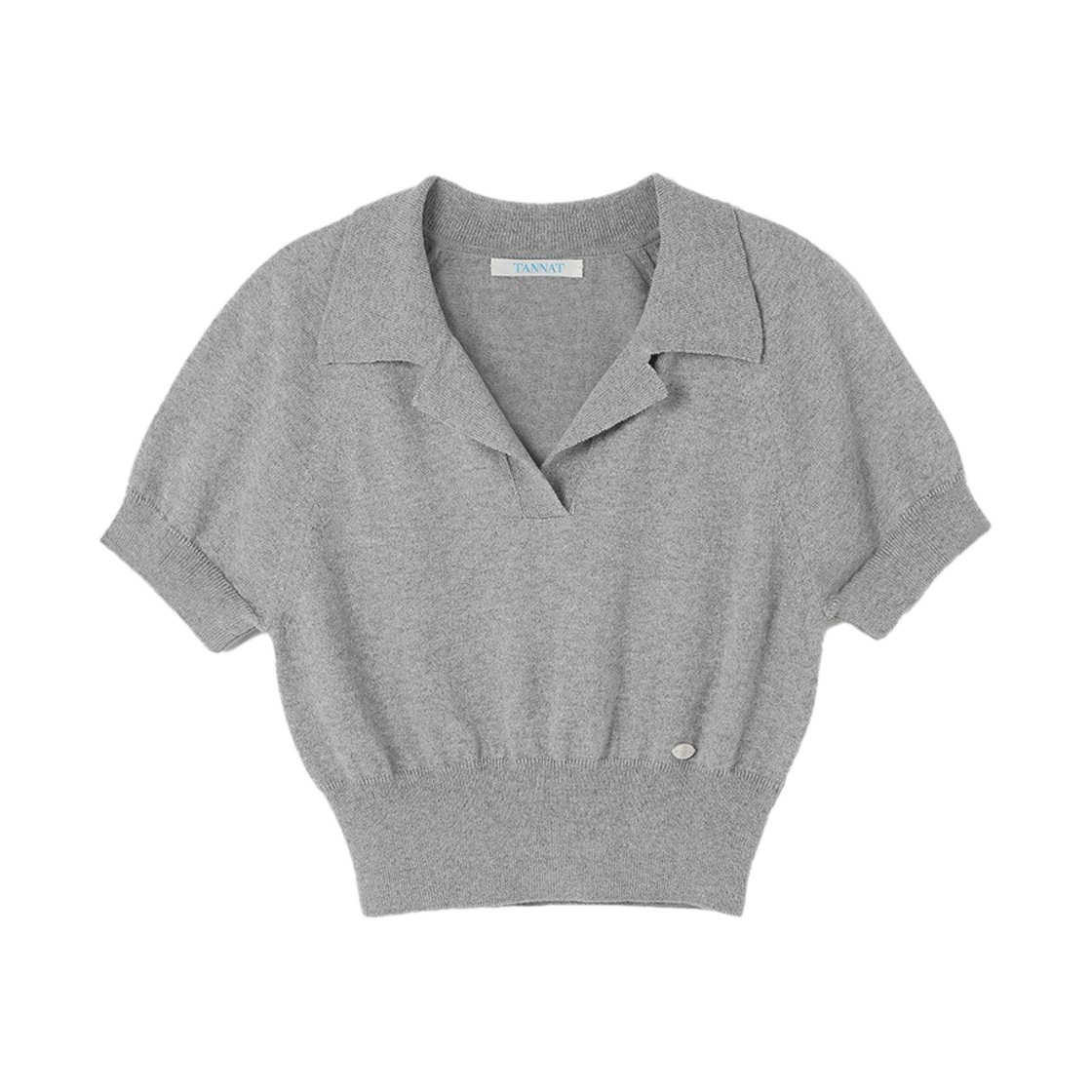 P0000BPG Tannat Crop Collar Knit Top Gray
