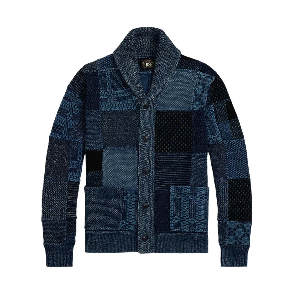 더블알엘 인디고 패치워크 코튼 리넨 가디건 인디고 멀티(Double RL Indigo Patchwork Cotton Linen Cardigan Indigo Multi)