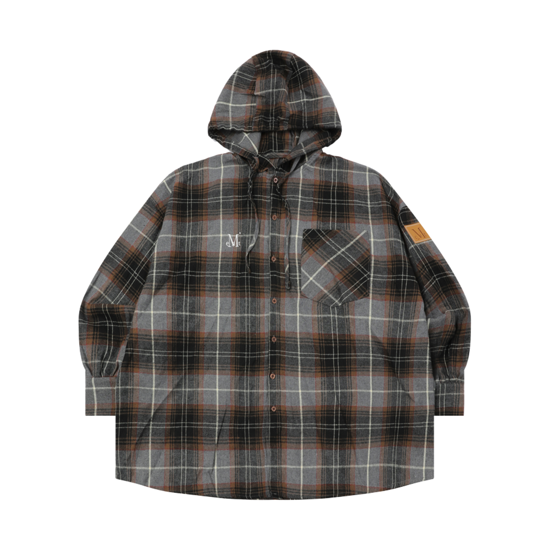 무센트 아이코닉 체크 후드 셔츠 브라운(MUCENT Iconic Check Hood Shirt Brown) - 1