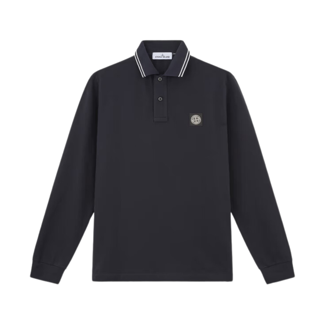 81152SL18-A0020 Stone Island 2SL18 Stretch Organic Cotton Pique Slim Fit Long Sleeve Polo Shirt Navy Blue - 24FW
