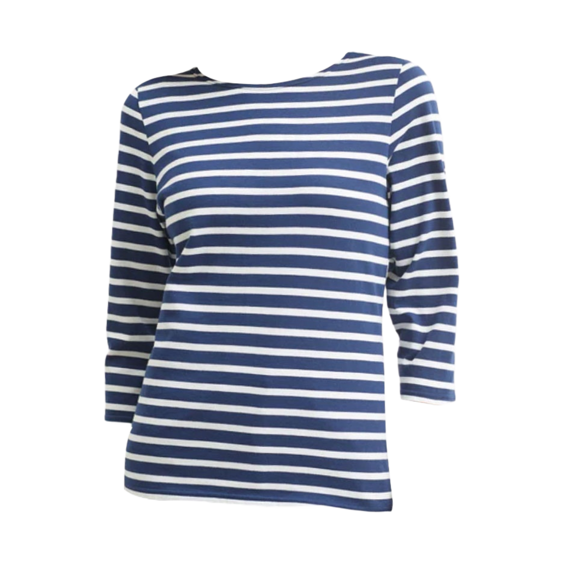 4131-FA (W) Saint James Galathee II Striped Sailor 3/4 Sleeve T-Shirt Marine Neige