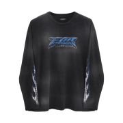 Farfromwhat Far Washed Flame Long Sleeve Black