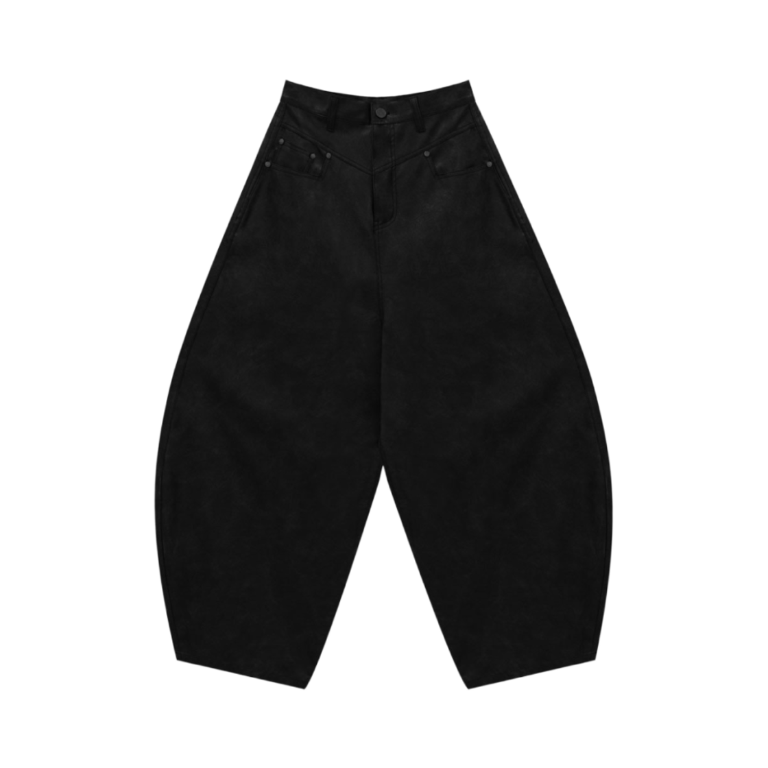 (W) 트리밍버드 프론트 요크 레더 팬츠 블랙((W) Treemingbird Front Yoke Leather Pants Black)