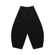 (W) Treemingbird Front Yoke Leather Pants Black