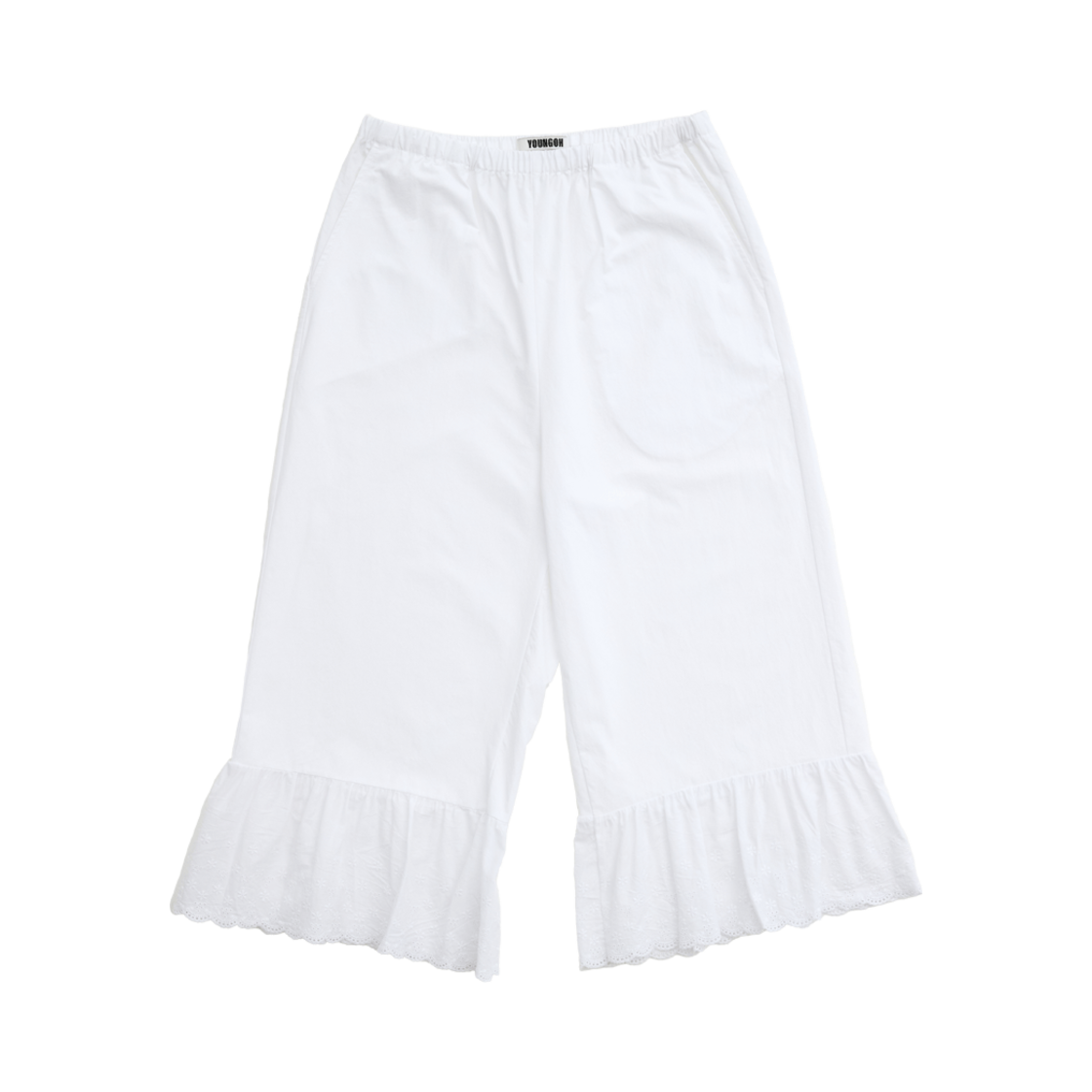 Lace Frill Banding Pants White YOUNGOH Lace Frill Banding Pants White
