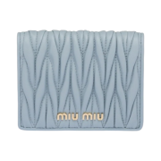 Miu Miu Matelasse Nappa Leather Flap Wallet Sky Blue