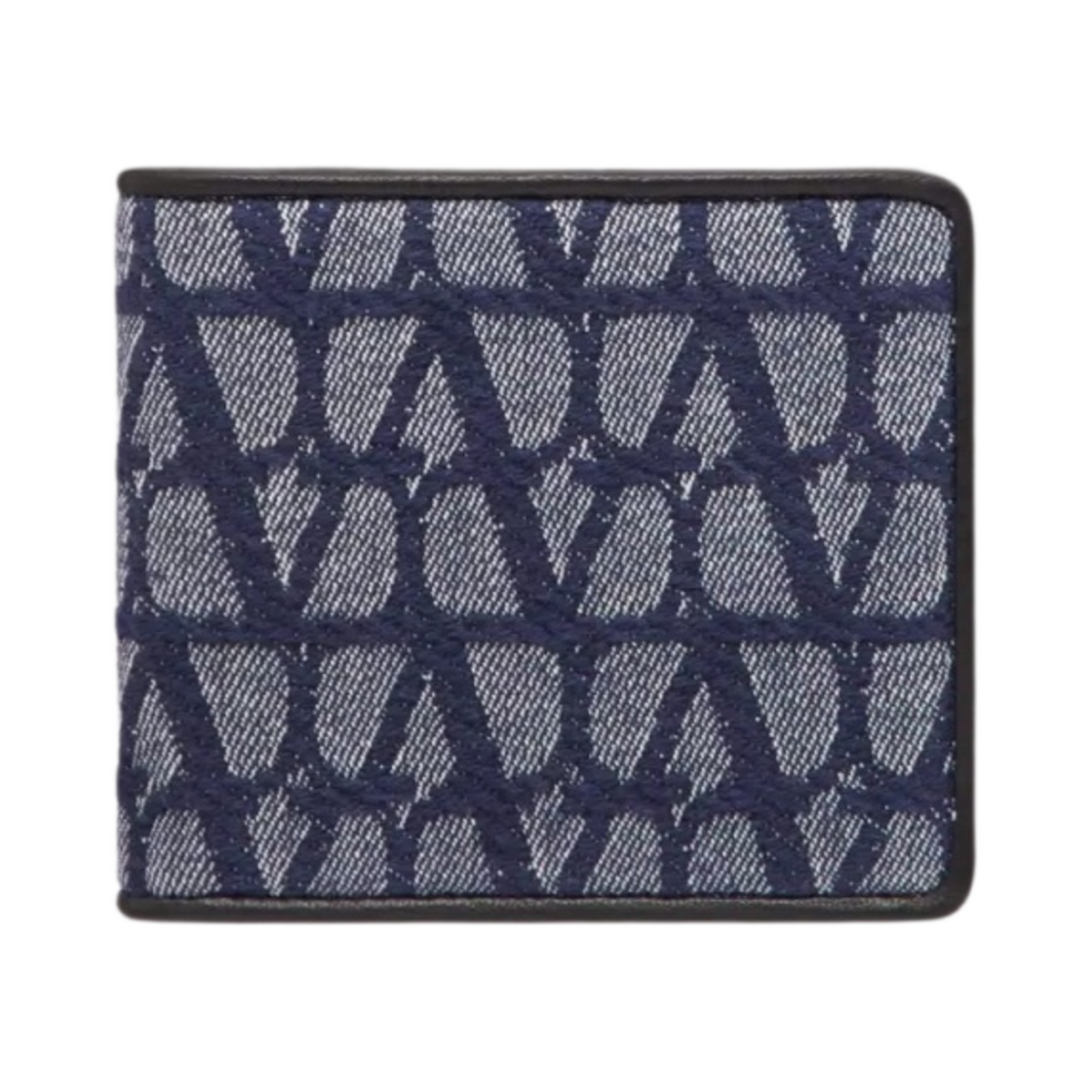 발렌티노 트왈 아이코노그래피 레더 디테일 데님 이펙트 자카드 패브릭 지갑 데님 블랙(Valentino Toile Iconographe Wallet in Denim Effect Jaquard Fabric with Leather Details Denim Black)