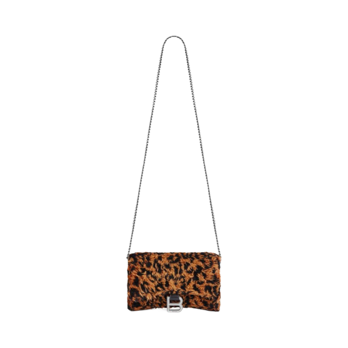 발렌시아가 아워글래스 지갑 온 체인 로고 레오파드 프린트 베이지(Balenciaga Hourglass Wallet On Chain With Leopard Print Beige) - 1