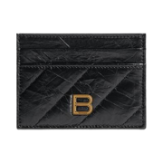 Balenciaga Crush Card Holder Quilted Black
