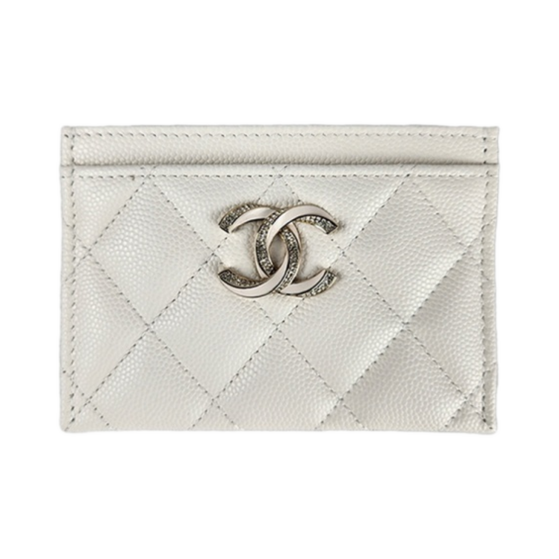 샤넬 카드 홀더 샤이니 그레인드 카프스킨 에나멜 스트라스 & 골드 메탈 화이트(Chanel Card Holder Shiny Grained Calfskin Enamel Strass & Gold White) - 1