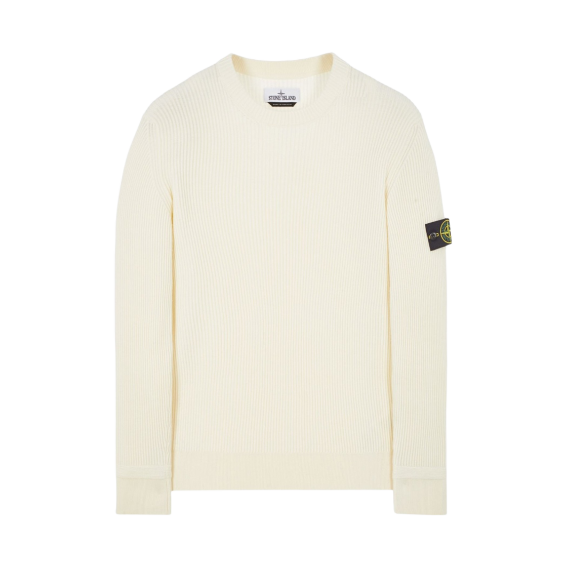 스톤 아일랜드 553C2 풀 립 울 크루넥 니트 오프 화이트 - 22FW(Stone Island 553C2 Full Rib Wool Crewneck Knit Off White - 22FW)