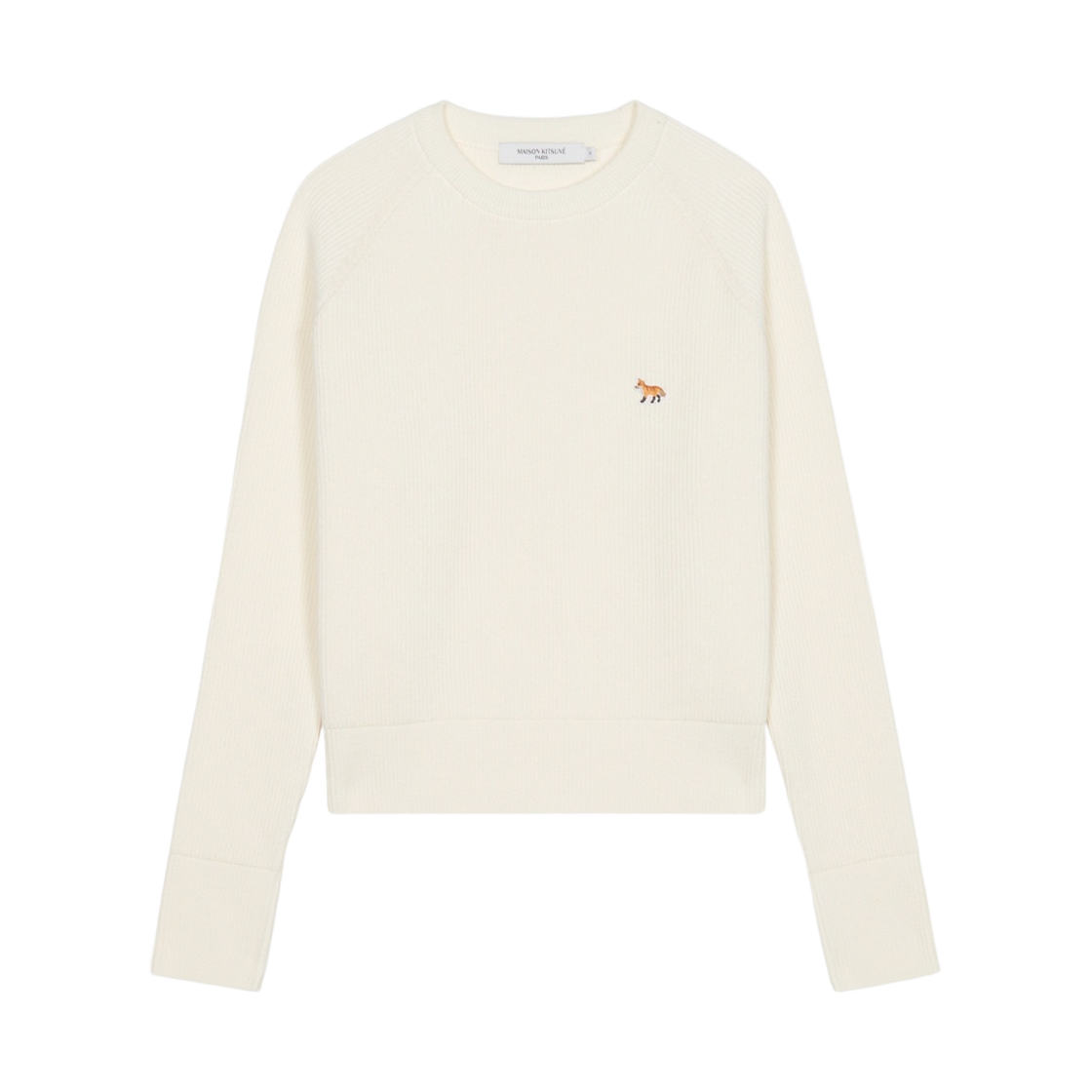 (W) 메종 키츠네 베이비 폭스 패치 루즈 풀오버 니트 에크루((W) Maison Kitsune Baby Fox Patch Loose Pullover Knit Ecru) - 1