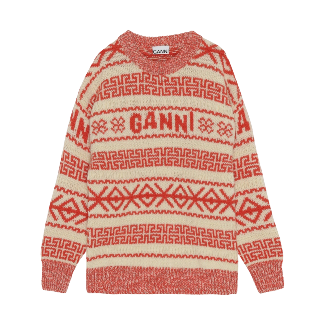 (W) 가니 로고 울 풀오버 에그렛((W) Ganni Logo Wool Pullover Egret) - 1