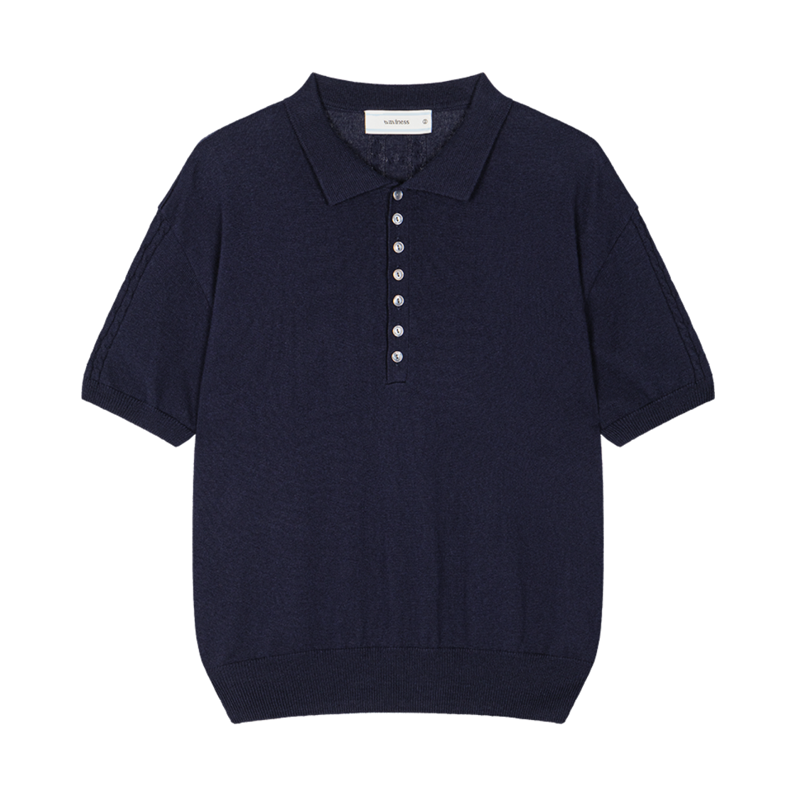 Waviness25217 Waviness Linear Bloom Half Collar Knit Navy - 대표 이미지 #1