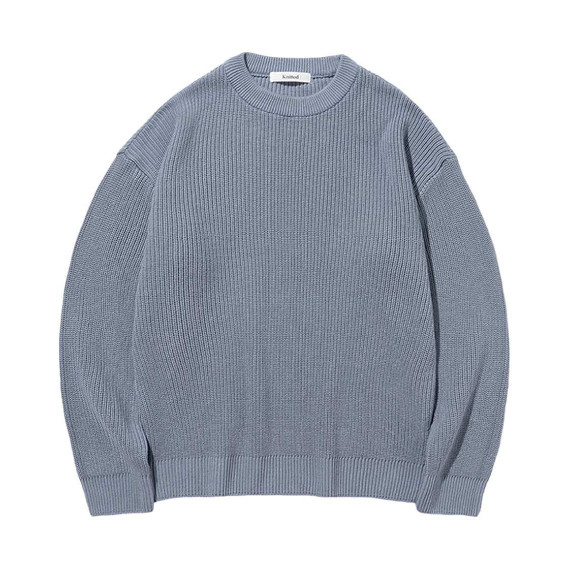 니티드 소프트코튼 드랍숄더 와플 니트 스톤 블루
