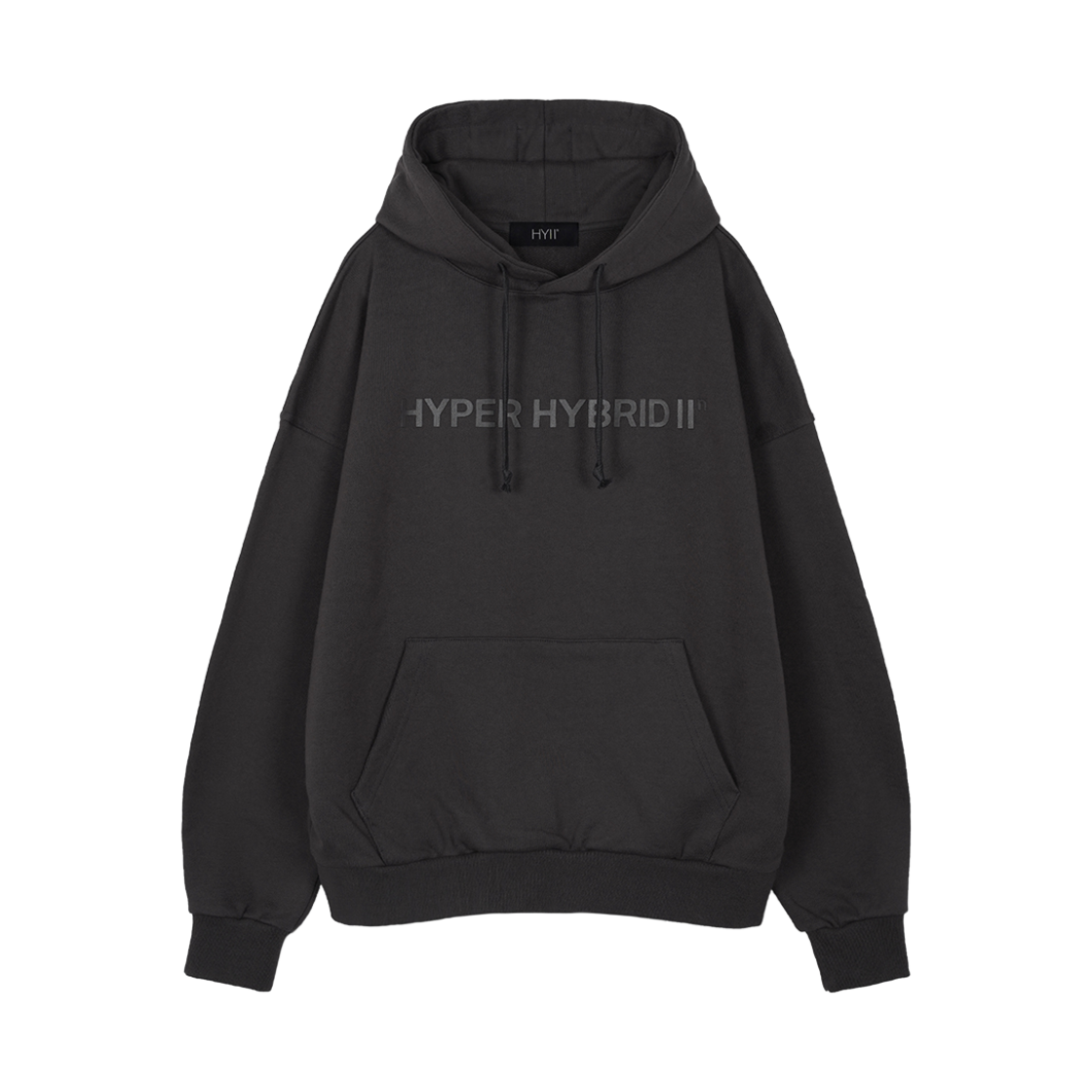 하이투 크로스 투 스트링 후드 차콜 그레이(HYII Crossed Two Strings Hoodie Charcoal Grey)