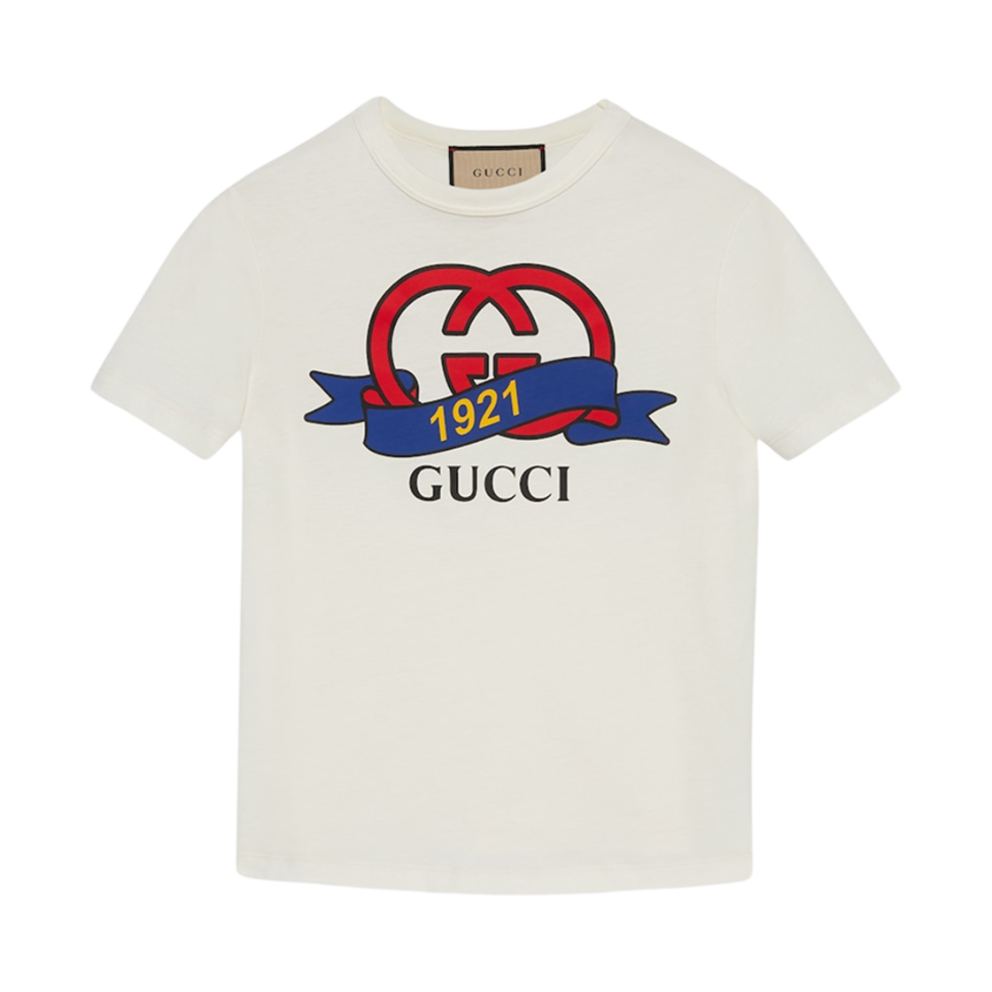 (W) 구찌 인터로킹 G 1921 코튼 티셔츠 화이트((W) Gucci Interlocking G 1921 Cotton T-Shirt White) - 1