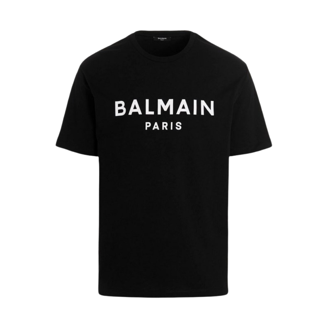 발망 발망 로고 프린트 에코 리스폰시블 코튼 티셔츠 블랙(Balmain Eco Responsible Cotton T-Shirt with Balmain Logo Print Black)