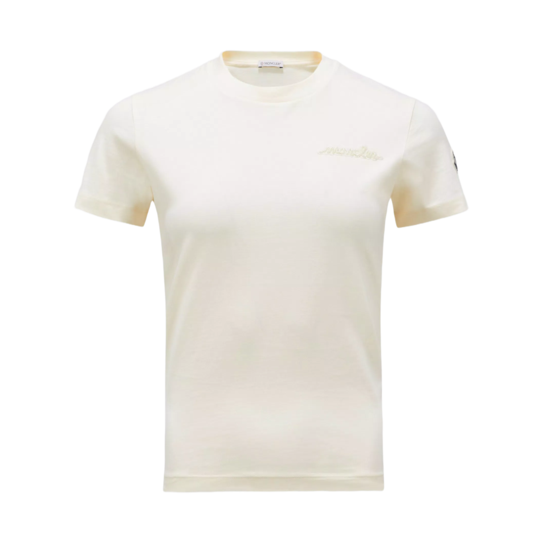(W) 몽클레르 비디드 로고 티셔츠 화이트 - 24FW((W) Moncler Beaded Logo T-Shirt White - 24FW)
