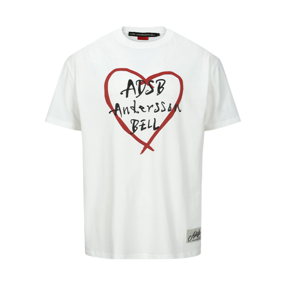 atb1290u(WHITE) ADSB Andersson Bell Unisex Heart Kelly Logo T-Shirts White