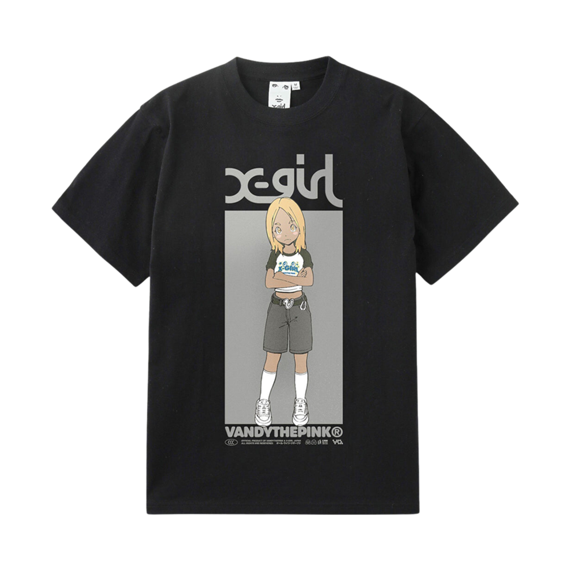 (W) 반디 더 핑크 x 엑스걸 숏슬리브 티셔츠 블랙((W) Vandy The Pink x X-Girl Short Sleeve T-Shirt Black)