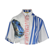 KYO Women Print Cropped Shirt Blue