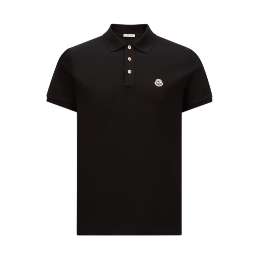 K1-091-8A00030-84556-999 Moncler Logo Patch Cotton Polo T-Shirt Black - 25SS