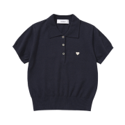 Knitted W Basic Essential Washable Collar Knit Navy
