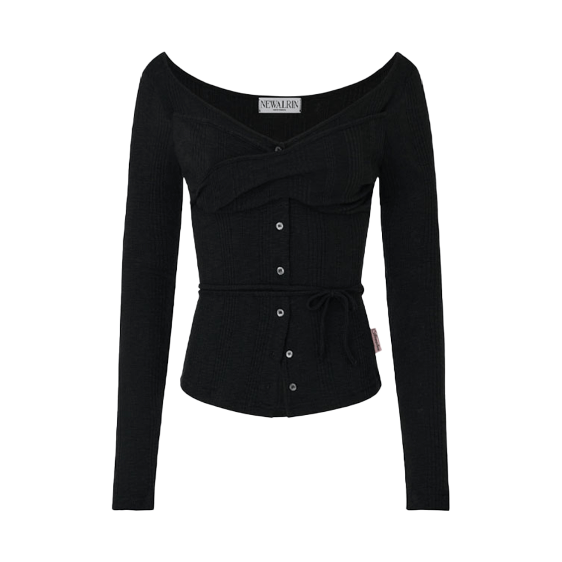 25SPRING01 Newalrin Rosie twist button Top Black