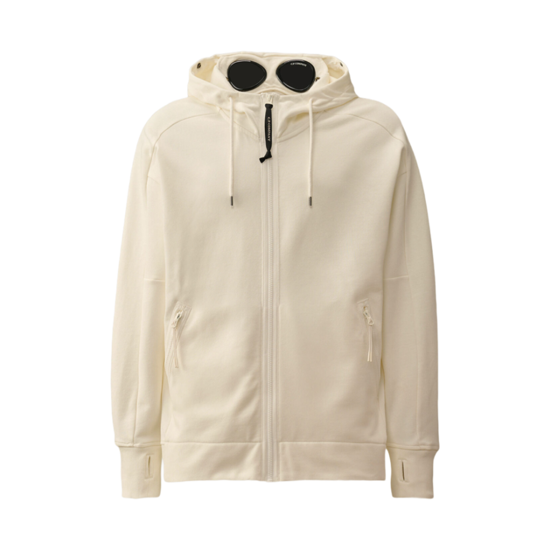 C.P. 컴퍼니 다이애그널 레이즈드 플리스 고글 후드 스웨트셔츠 거즈 화이트 - 25SS(C.P. Company Diagonal Raised Fleece Goggle Hooded Sweatshirt Gauze White - 25SS)