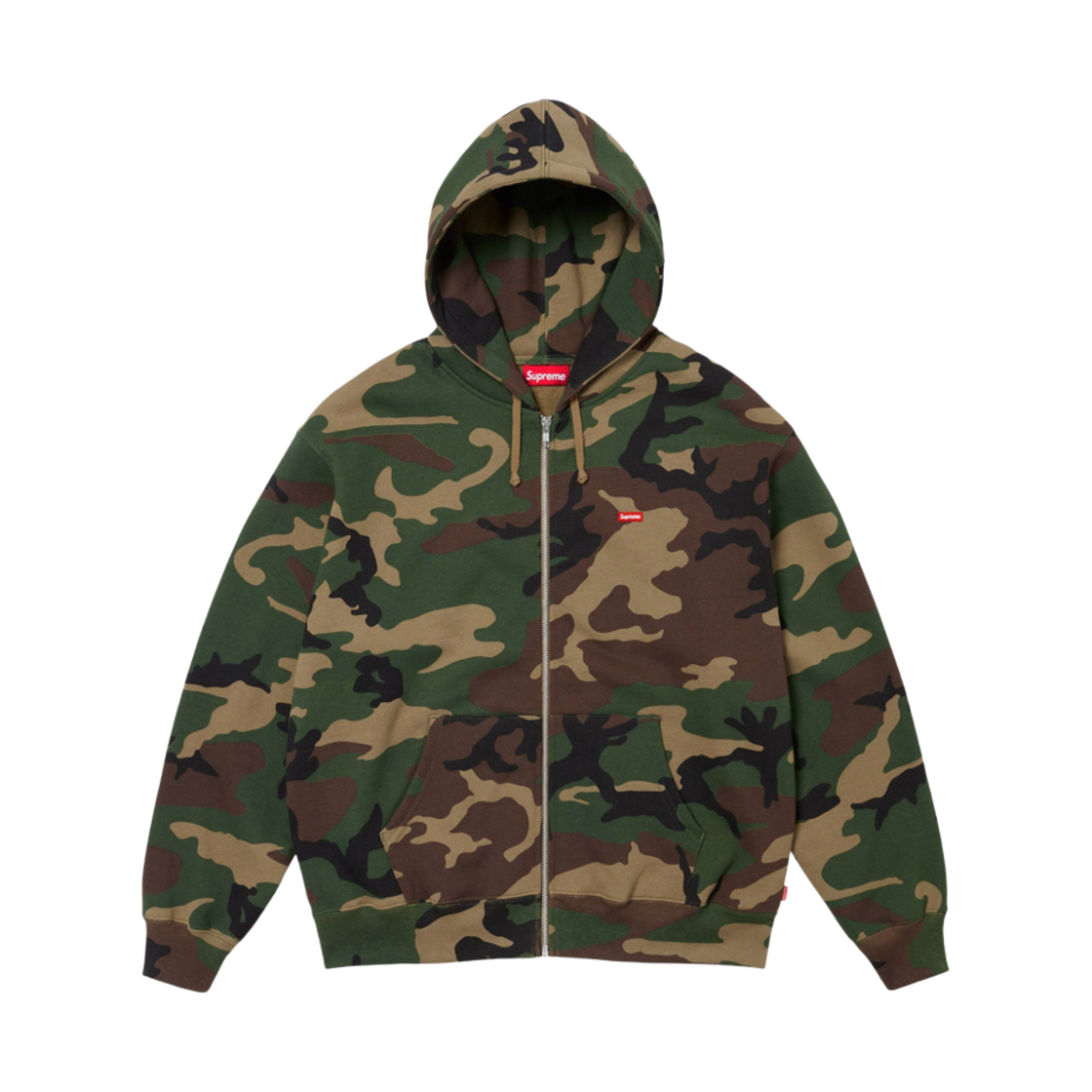 슈프림 스몰 박스 집업 후드 스웨트셔츠 우드랜드 카모 - 24FW