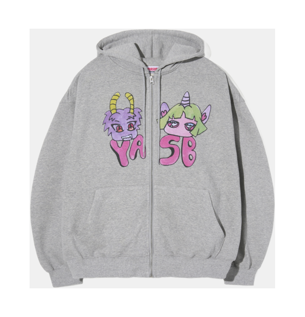 요아소비 집업 후드 그레이(YOASOBI x HEIGHTS YASB Zip-Up Hoodie Gray)