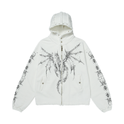 Thug Club Dragon Stud Zip-Up Hoodie White