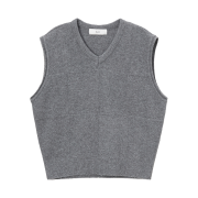 Dunst Divide V-Neck Wool Vest Melange Grey
