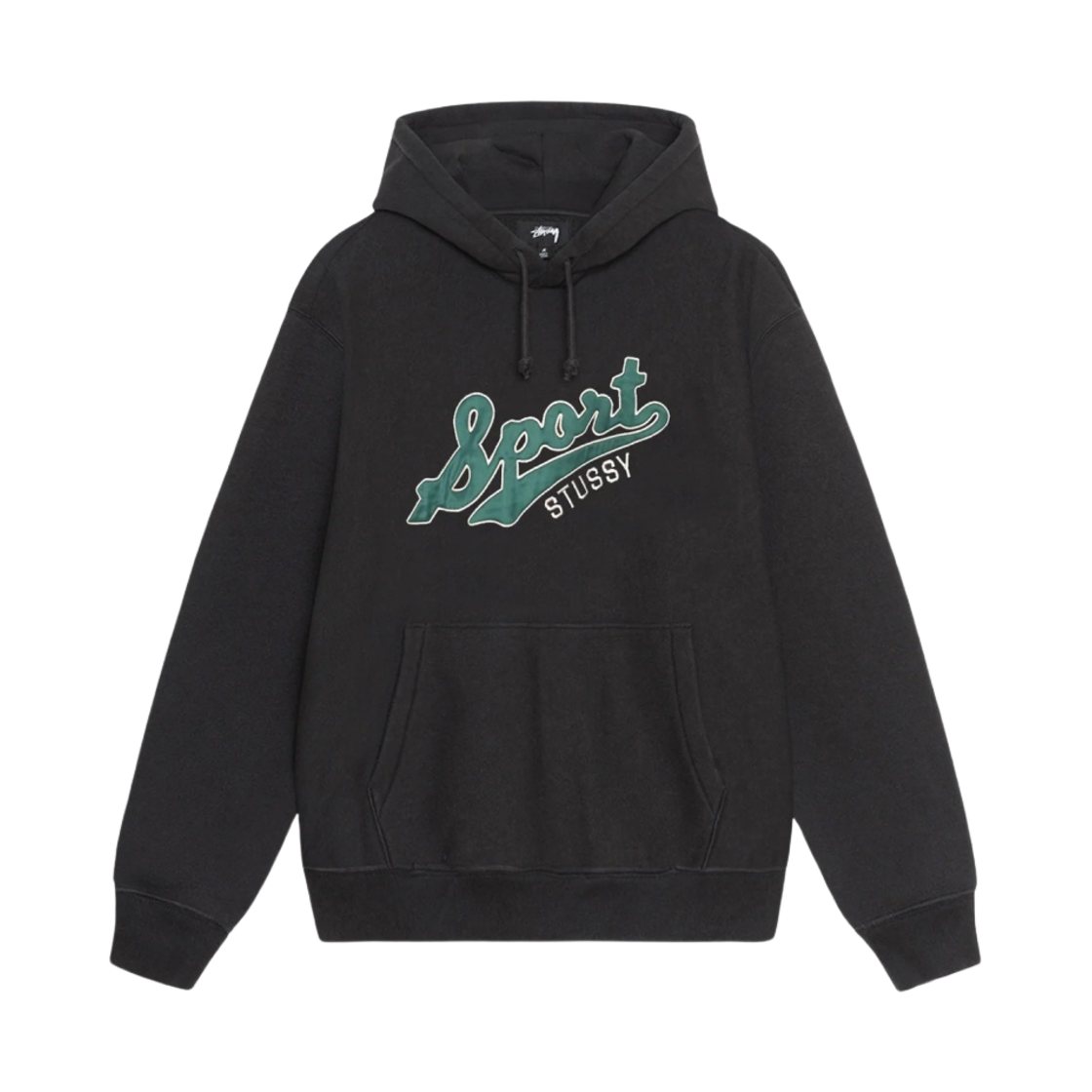 스투시 사틴 패치 오버사이즈 후드 워시드 블랙